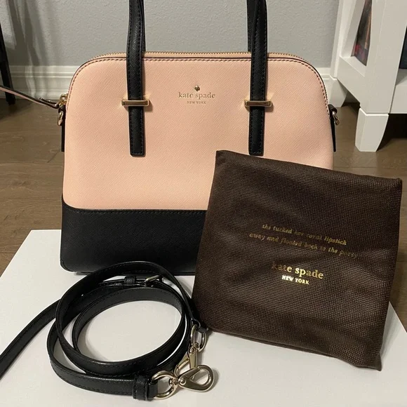 Only Used Once! Kate Spade Cedar Street Maise Pink/Black Color Block Purse - Picture 2 of 9